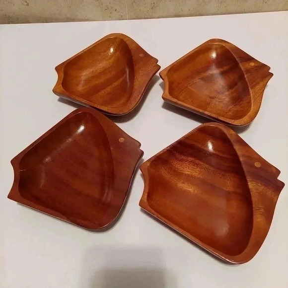 Set of 4 Monkey Pod Fish Bowls - Picture 2 of 6